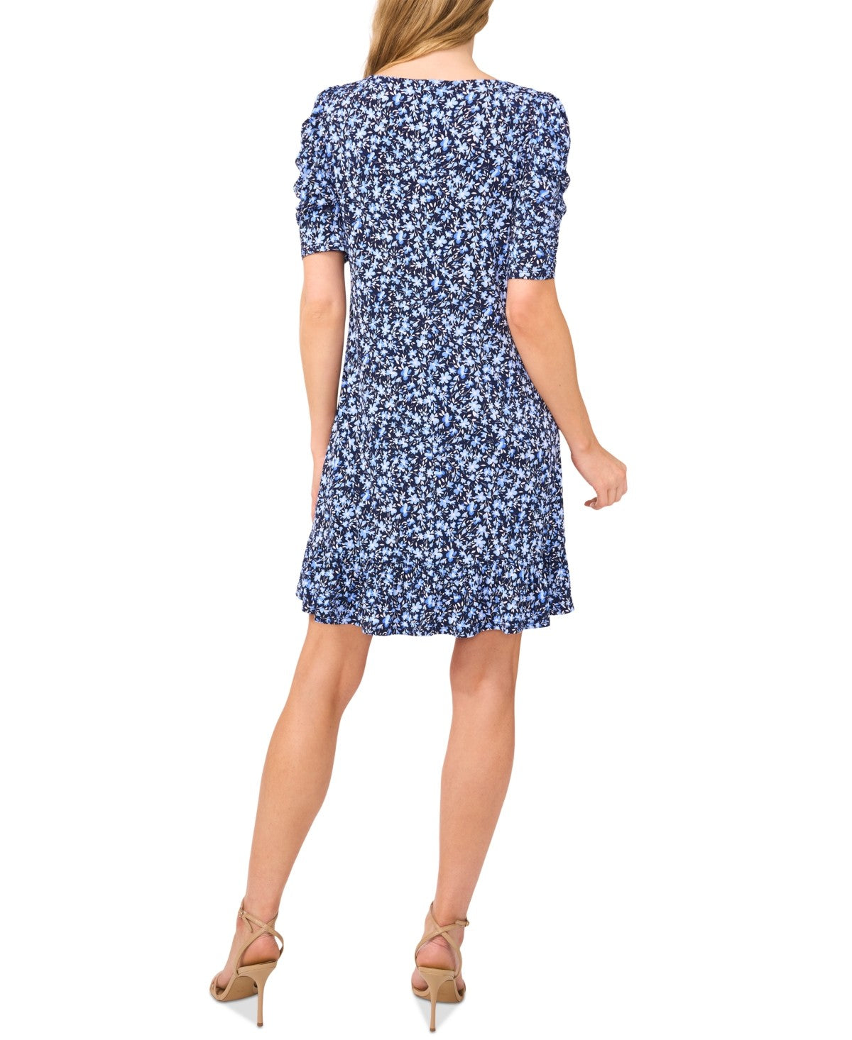CeCe Women's Puff-Caterpillar-Sleeve Knit Dress - Classic Navy
