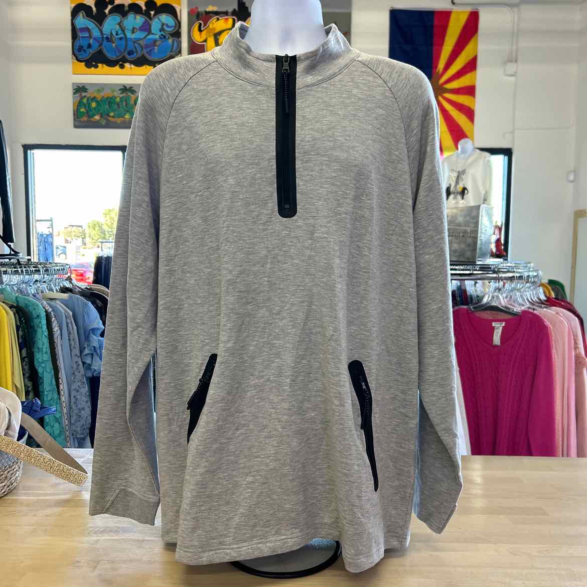 Alfani Men's Alfatech Quarter-Zip Sweatshirt - Casual Grey Heather