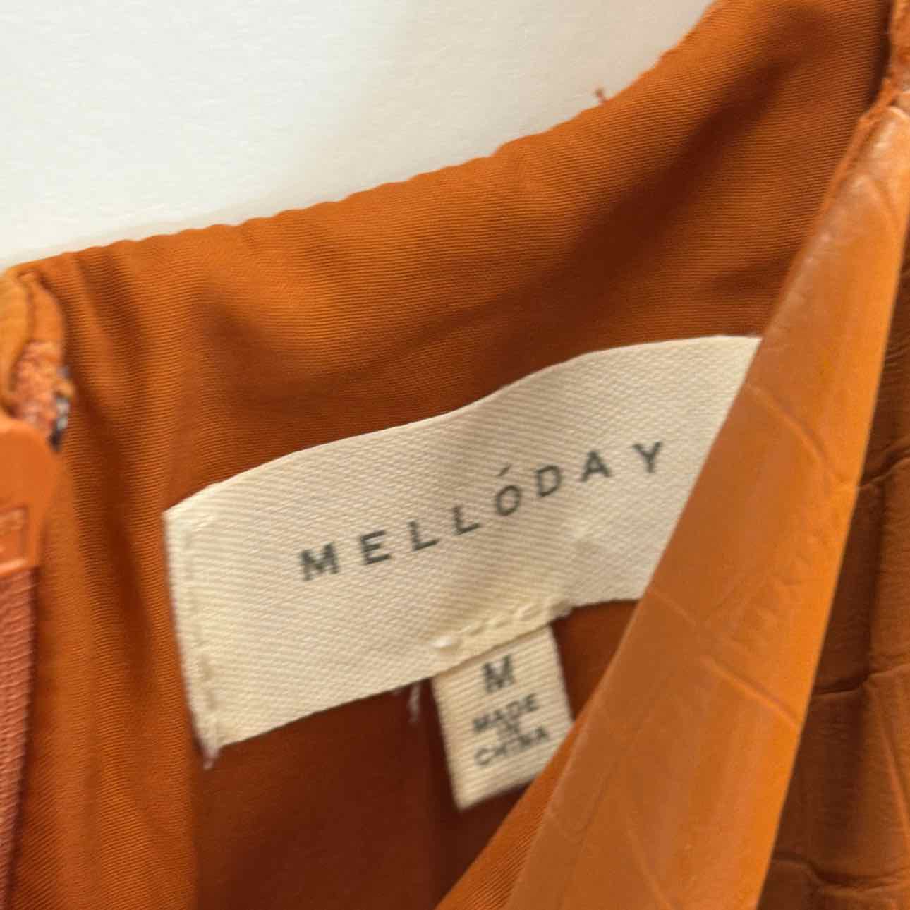 Melloday Size M Orange Faux Leather Preloved Dress