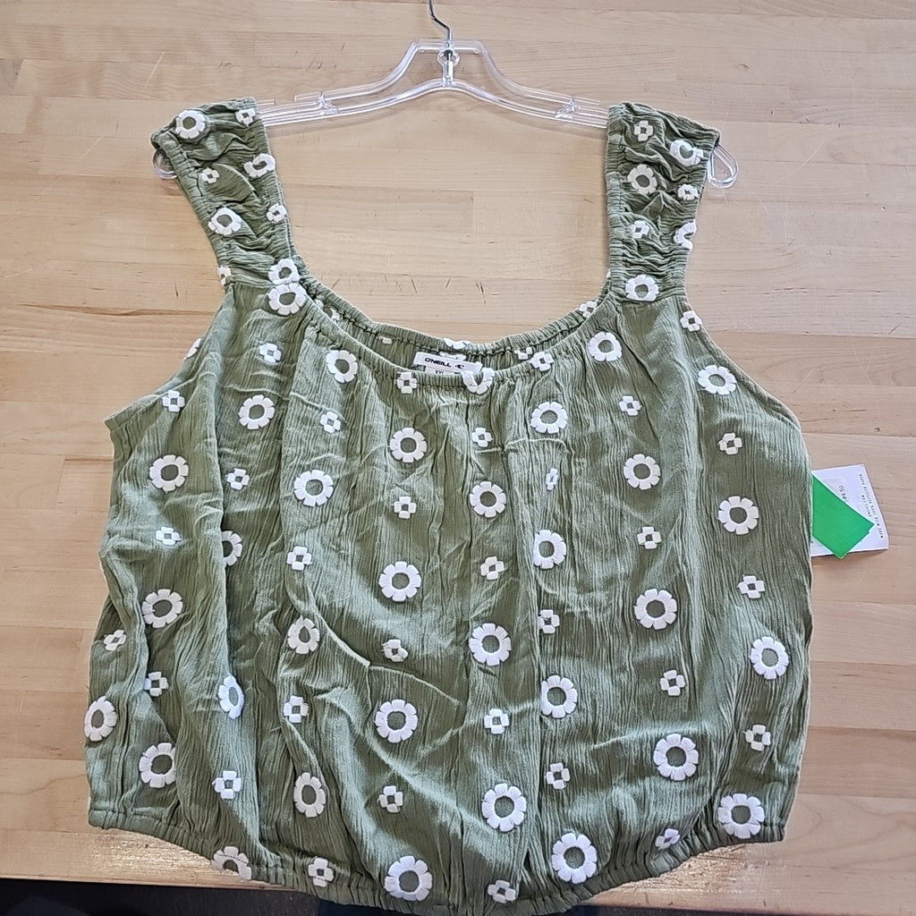 O'Neill Juniors' Hughes Short-Sleeve Woven Top - Oil Green