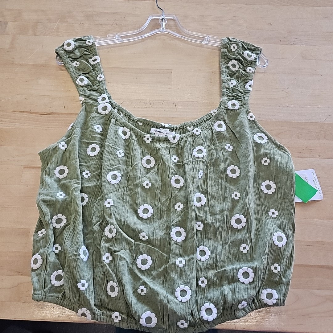 O'Neill Juniors' Hughes Short-Sleeve Woven Top - Oil Green