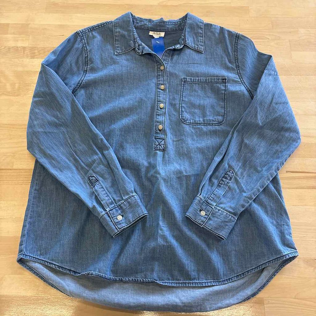 a.n.a Size L Blue Long Sleeve