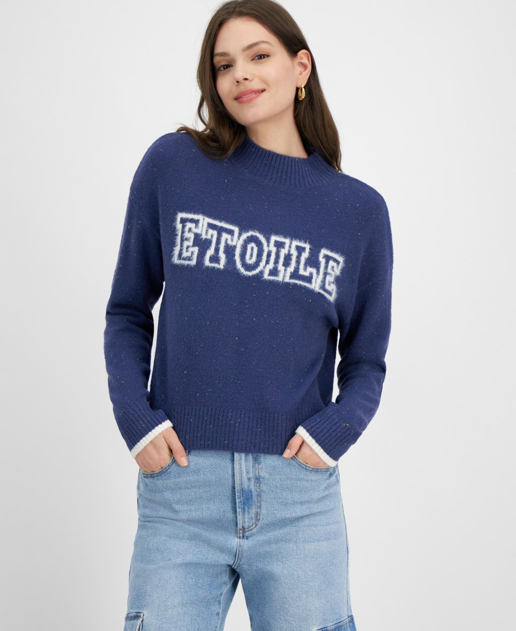 Hooked up by Iot Juniors' Etoile Eyelash Crewneck Sweater