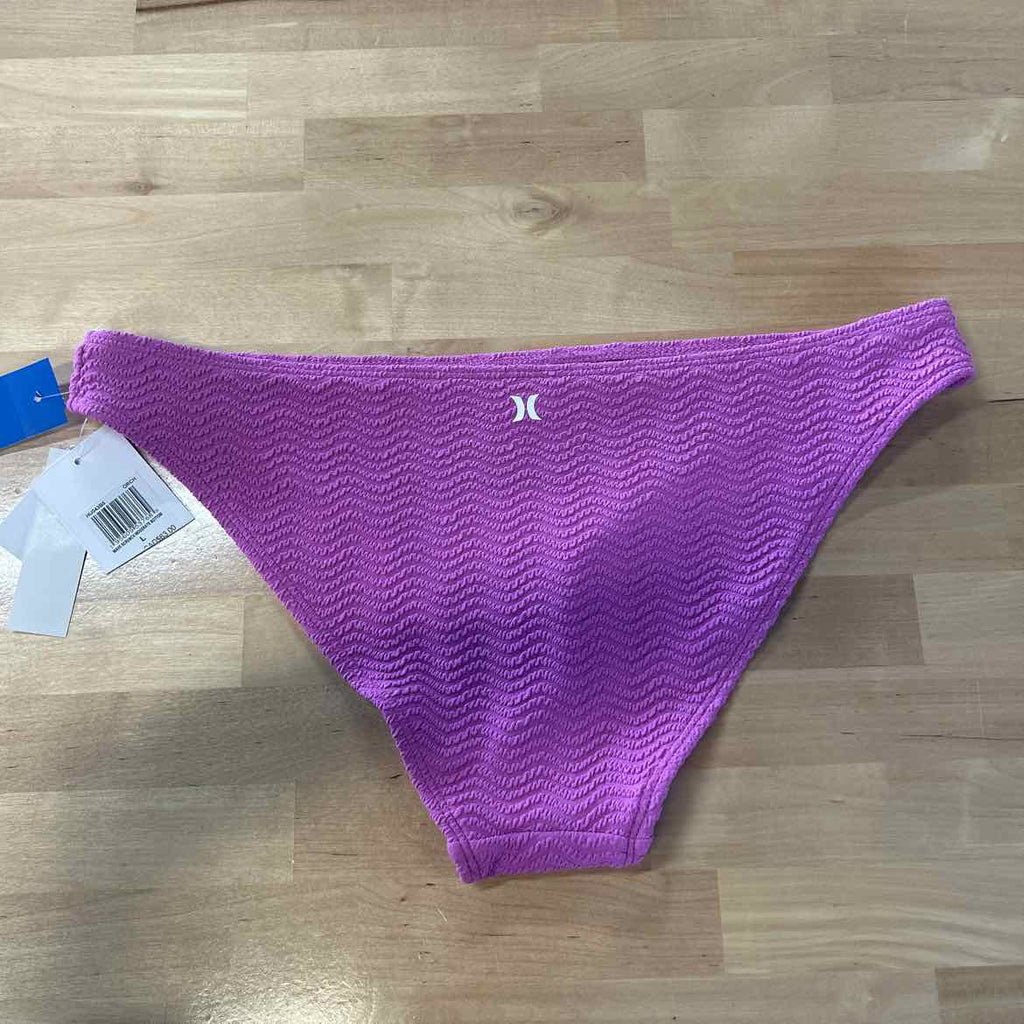Hurley Size L Wave Srunch Moderate Bikini Bottoms - Orchid