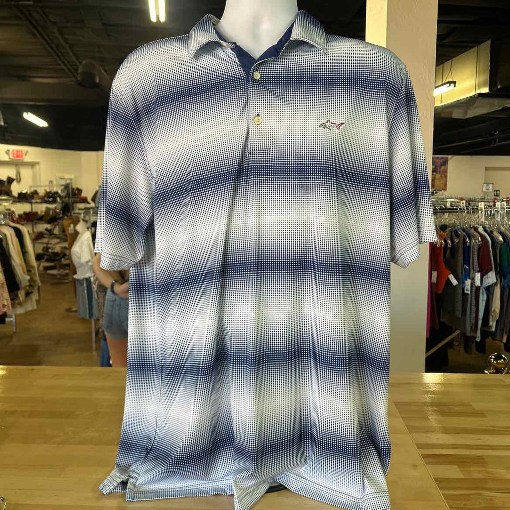 Greg Norman Size XL Blue White Preloved MENS Polo