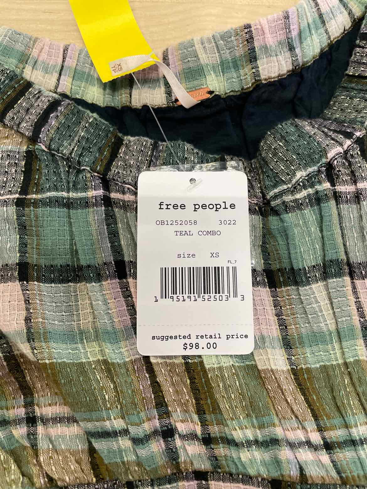 Free People Size XS Blue & Green Blouse