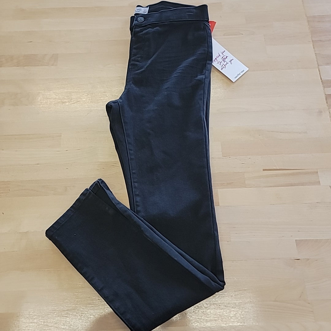 Vanilla Star Size L Black Split-Hem Stretch Skinny Jeans NWT