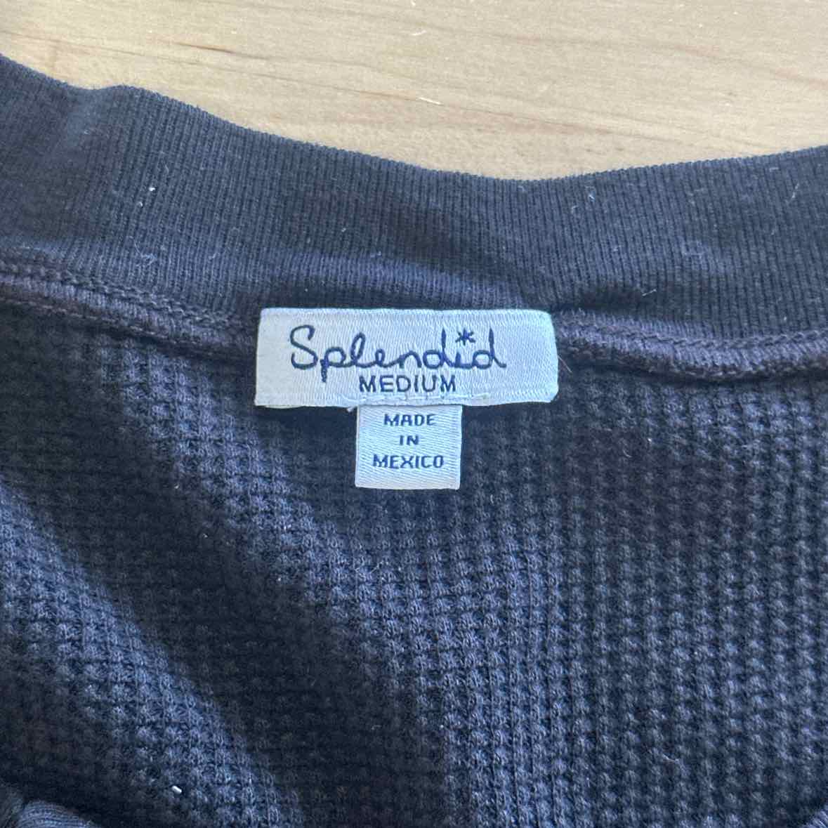 Splendid Size M Black Long Sleeve Thermal Knit Top