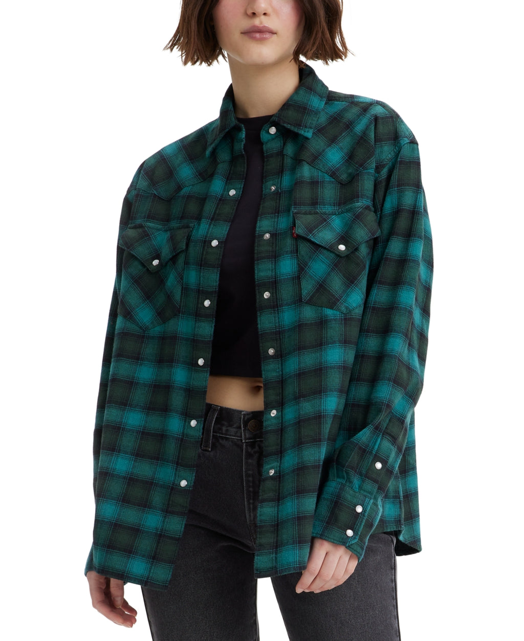 Levi's Size XS Dylan Relaxed Oversized Western Shirt - Darkest Spruce