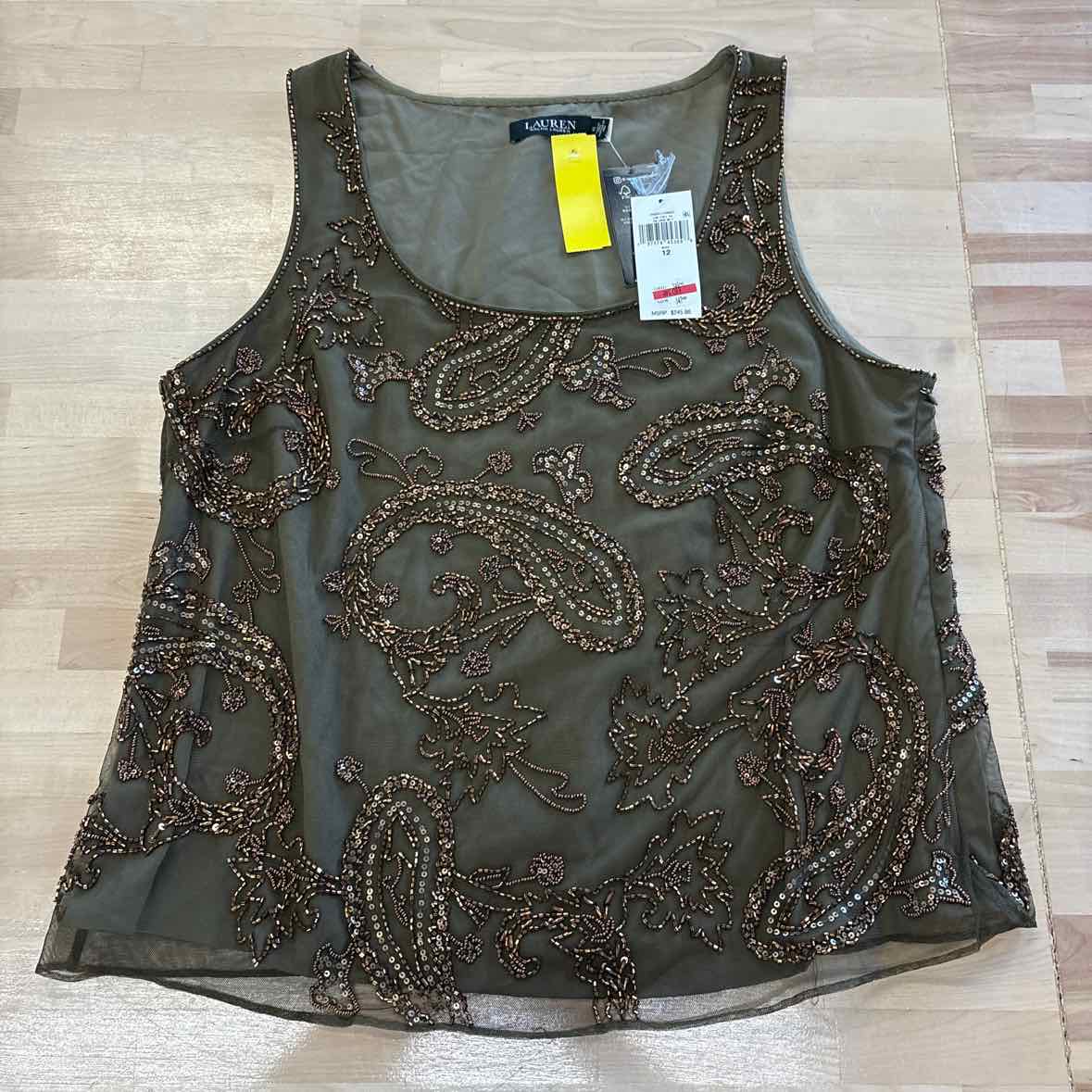 Ralph Lauren Size 12 Green Beaded Tank
