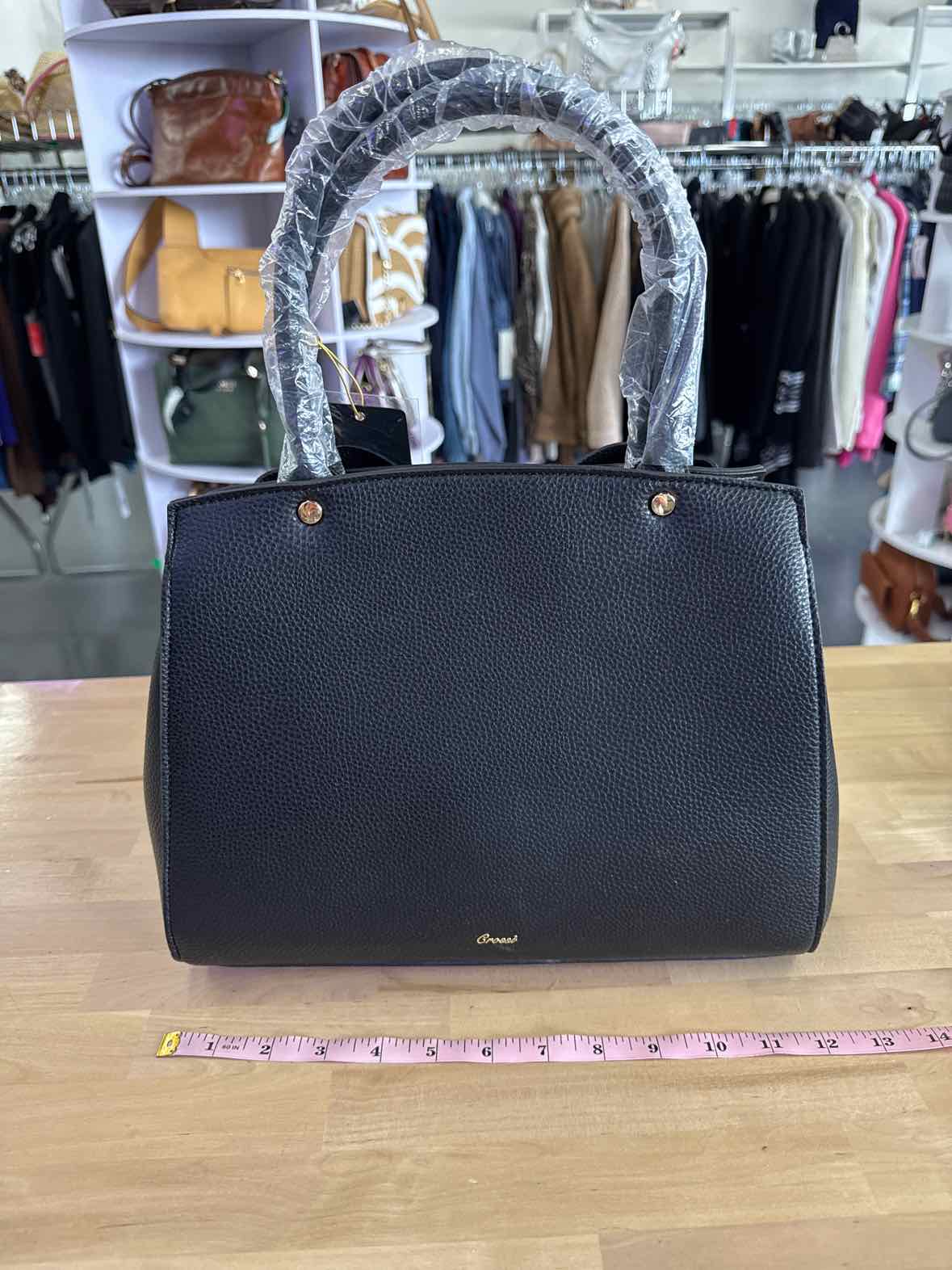 Crossi Black satchel Poppy Boy Handbag NWT