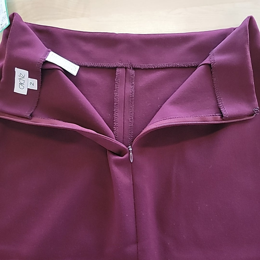 Cache Size 2 Burgundy Skirt