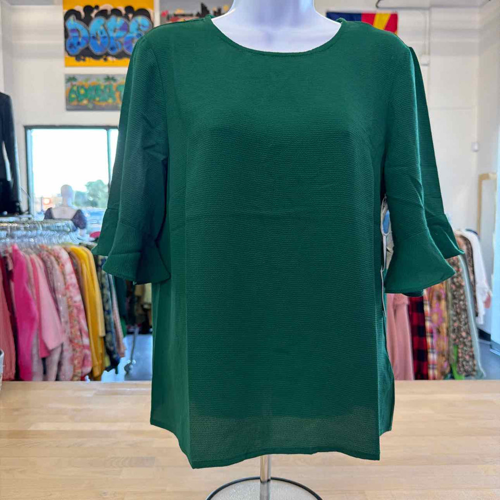 CeCe Women's Crewneck 3/4-Sleeve Ruffled Cuff Blouse