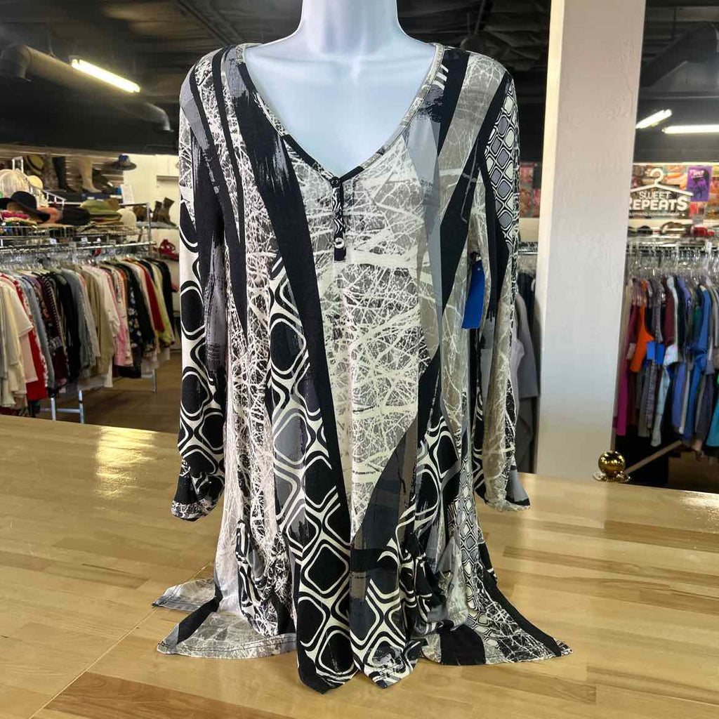 Lynn Ritchie Size XS Black Gray Preloved Tunic