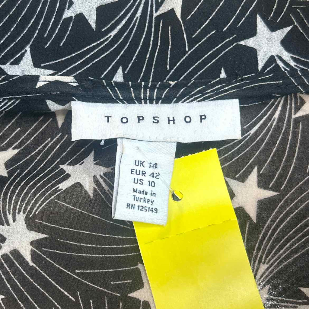 topshop Size 10 Black Preloved Button Down LS