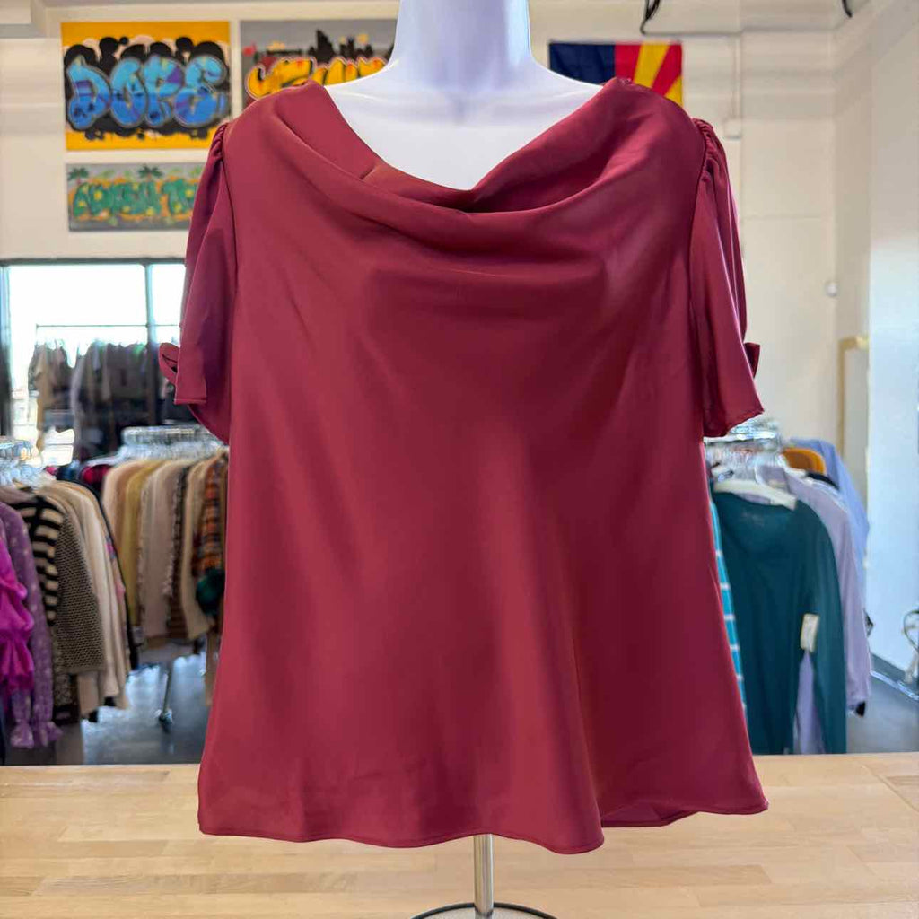 CeCe Size M Burgandy Satin New Blouse