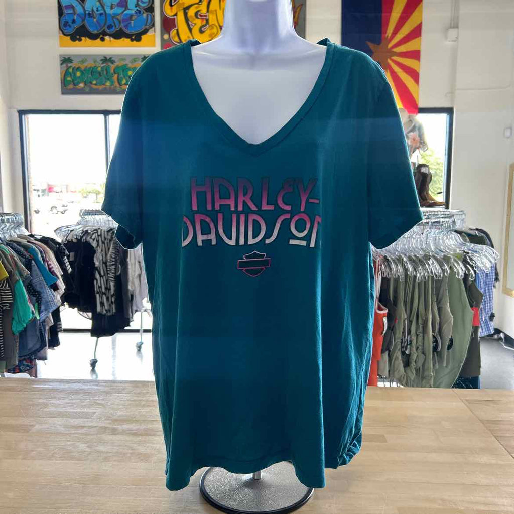Harley Davidson Size 2X Blue Preloved T-Shirt SS