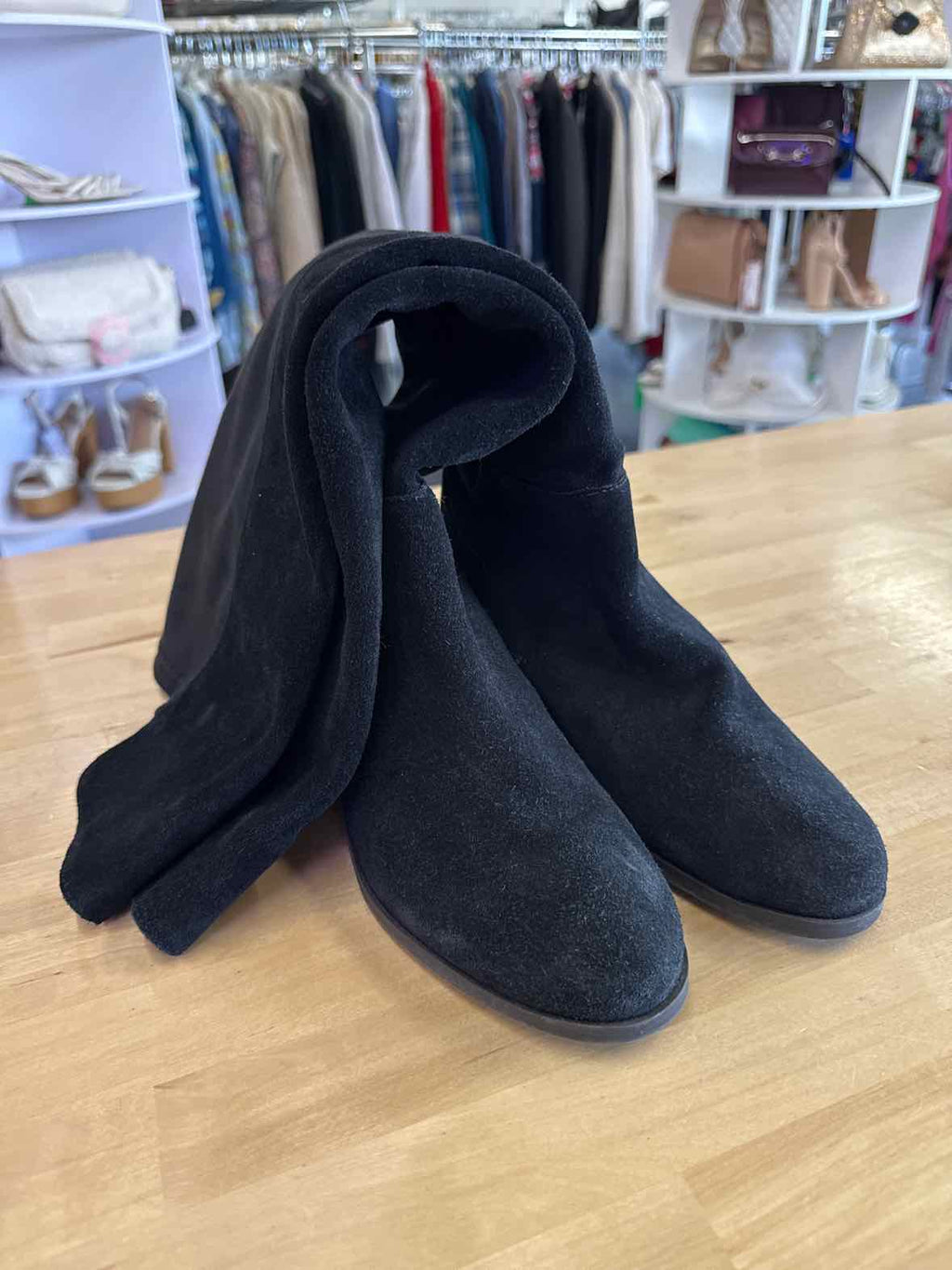 Lucky Brand Jean Size 6.5 Black Suede Over the Knee Boots