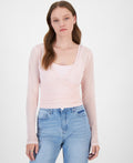 Ultra Flirt Juniors' Mesh Surplice-Neck Long-Sleeve