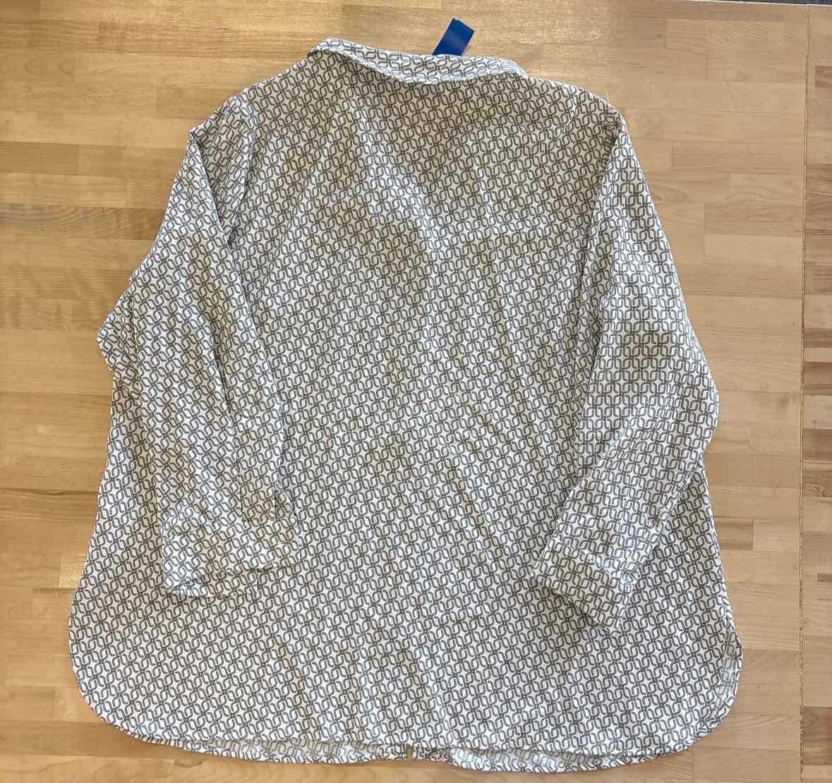 Adrianna Papell Size 2X Taupe Print Blouse