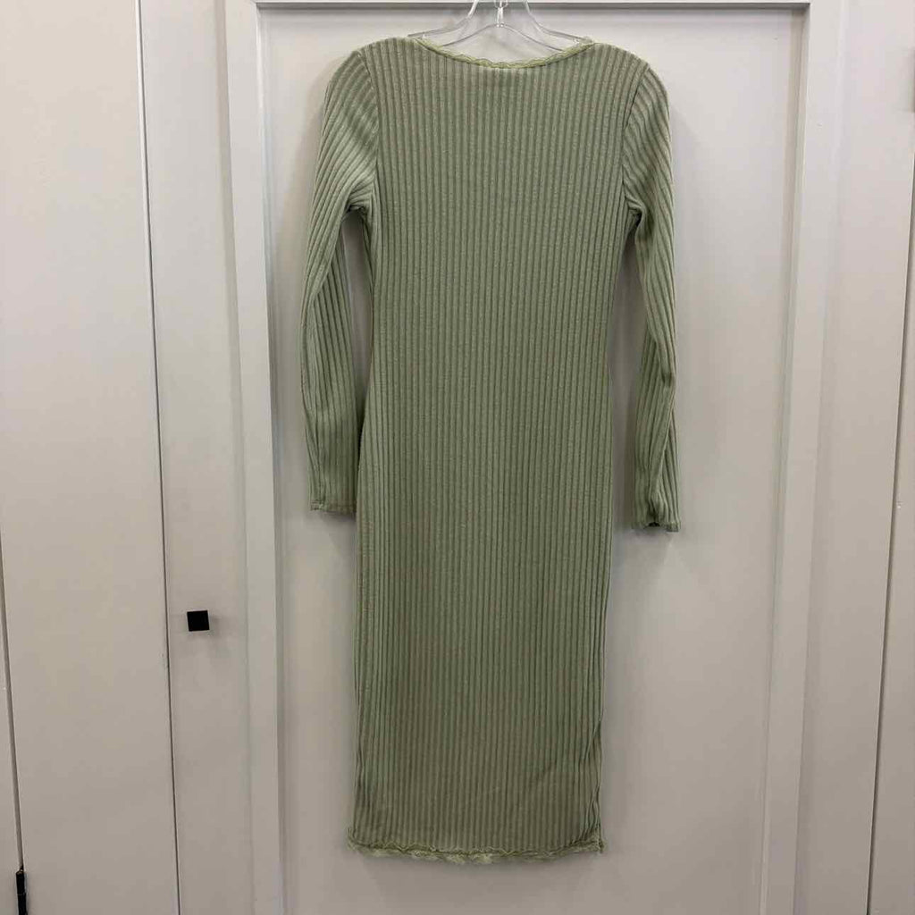 Planet Heart Juniors' Rib-Knit Long Sleeve MIDI Dress - Desert Sage