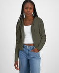 Ultra Flirt Juniors' Full-Zip Hoodie Sweater - Ivy Green