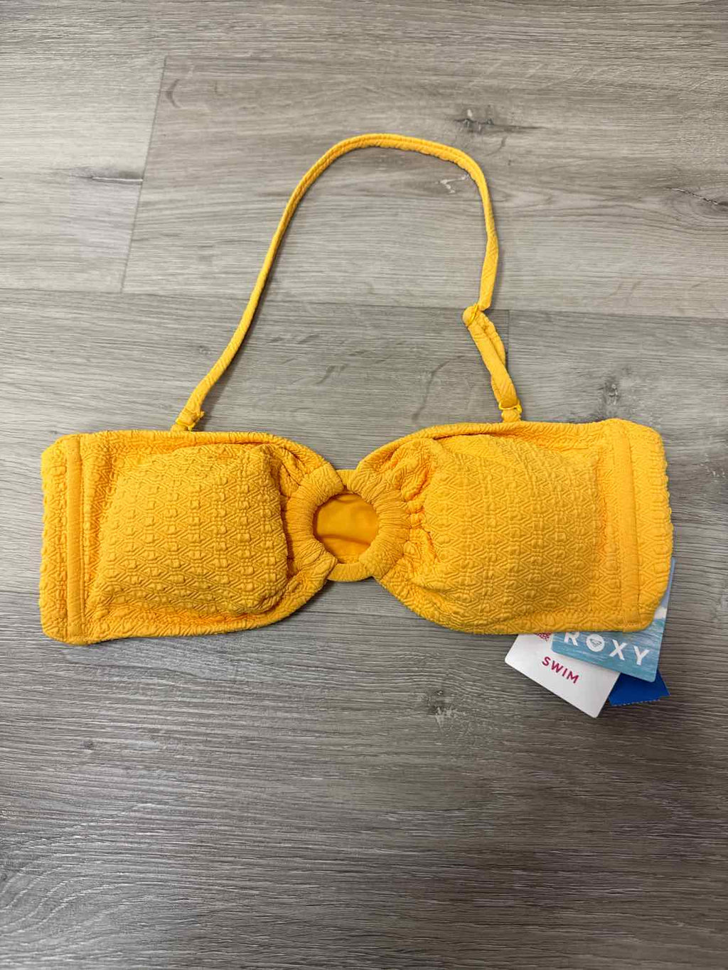 Roxy Size L Haleiwa Textured Bandeau Bikini Top - Yellow