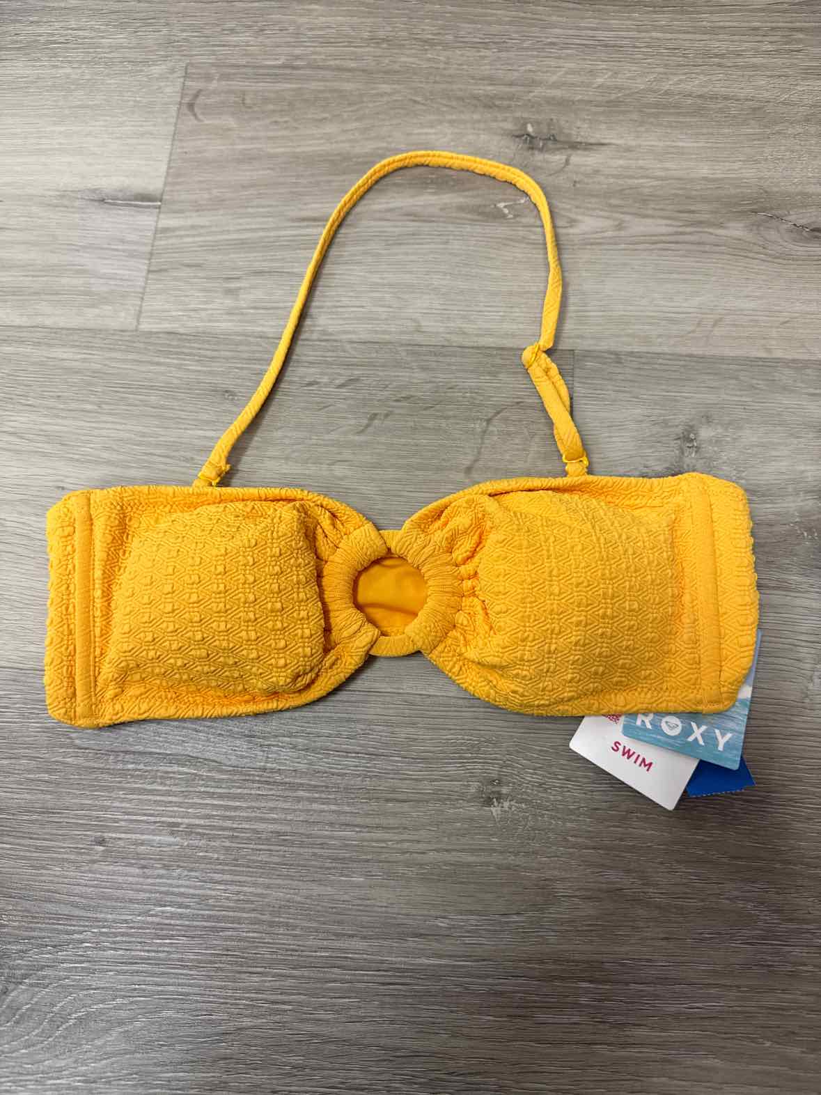 Roxy Size L Haleiwa Textured Bandeau Bikini Top - Yellow