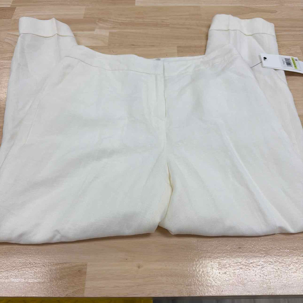 Calvin Klein Size 4P Linen-Blend Mid Rise Slim-Leg Pants