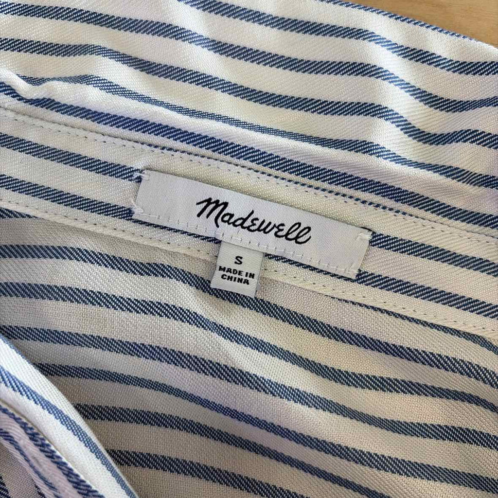 Madewell Size S White Blue viscose Preloved Button Down SS