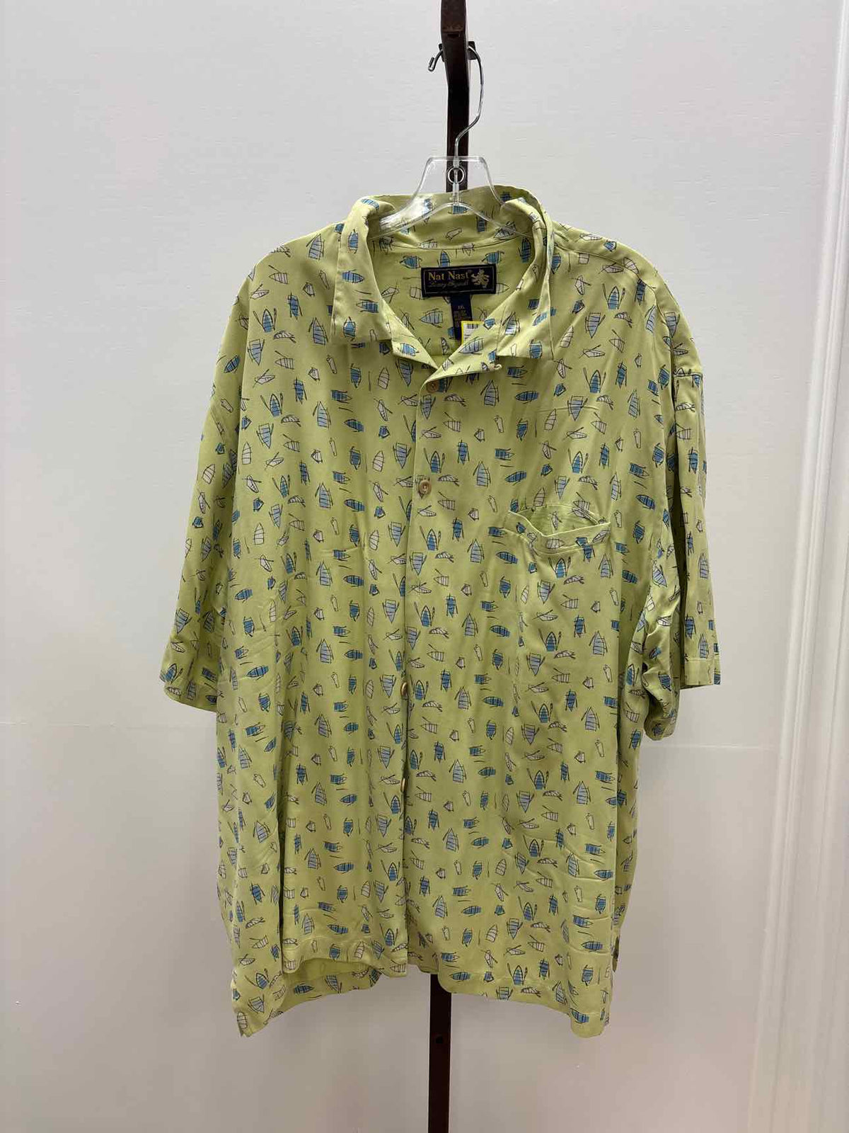 Nat Nast Size XXL Green Preloved MENS Button Down Shirt