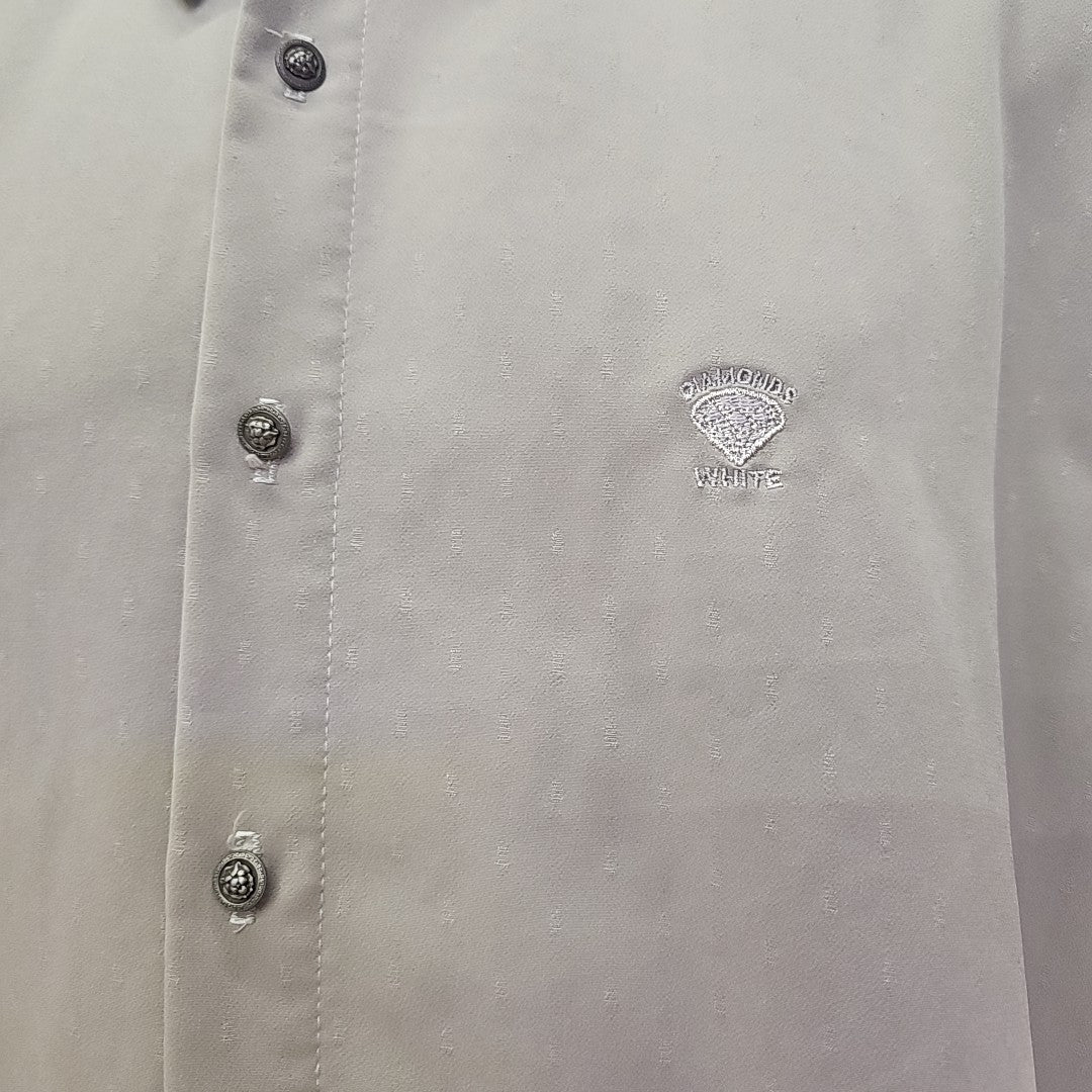 White Diamond Size L Beige Used MENS Button Down Shirt