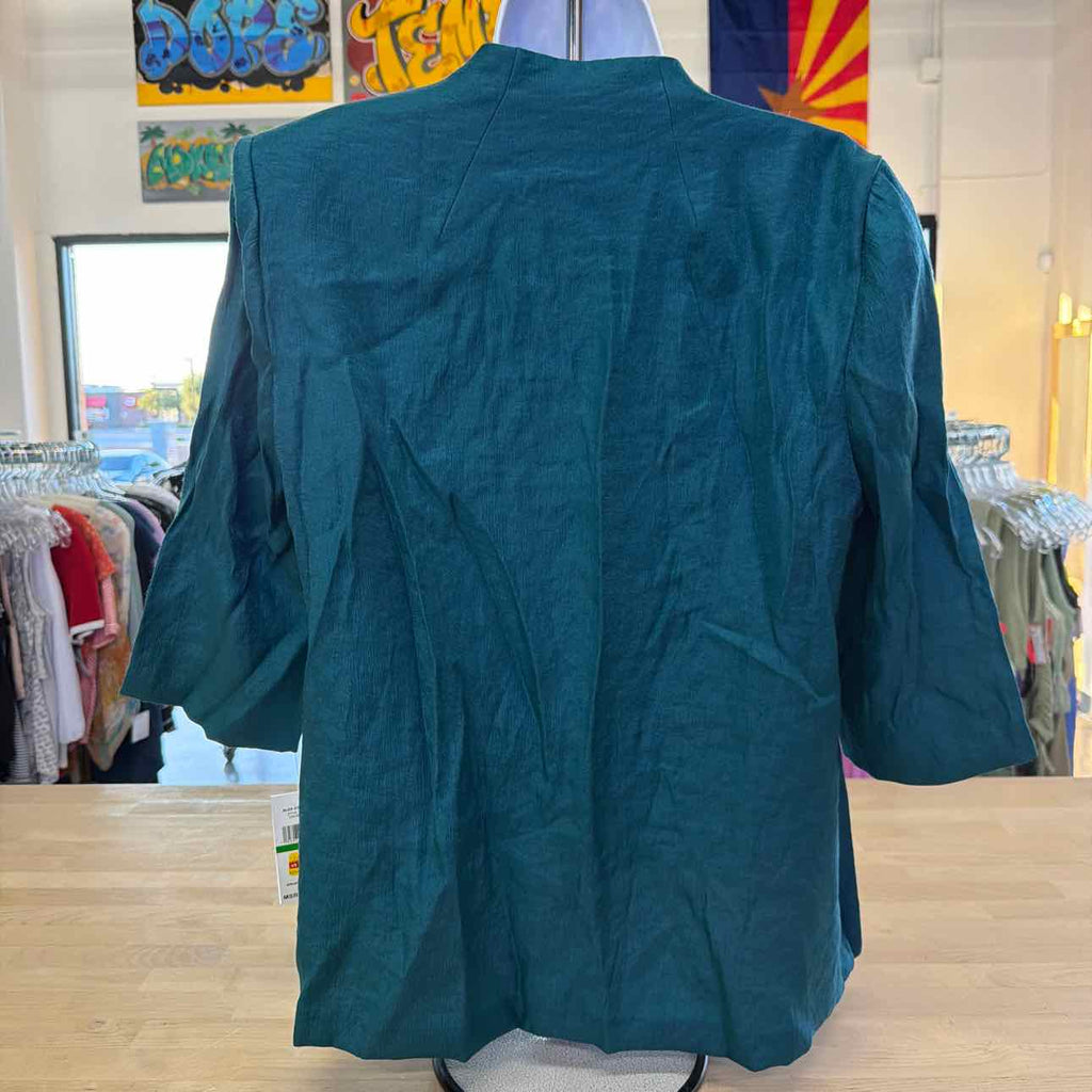 Alex Evenings Women's Asymmetrical Wrap Blouse - Teal