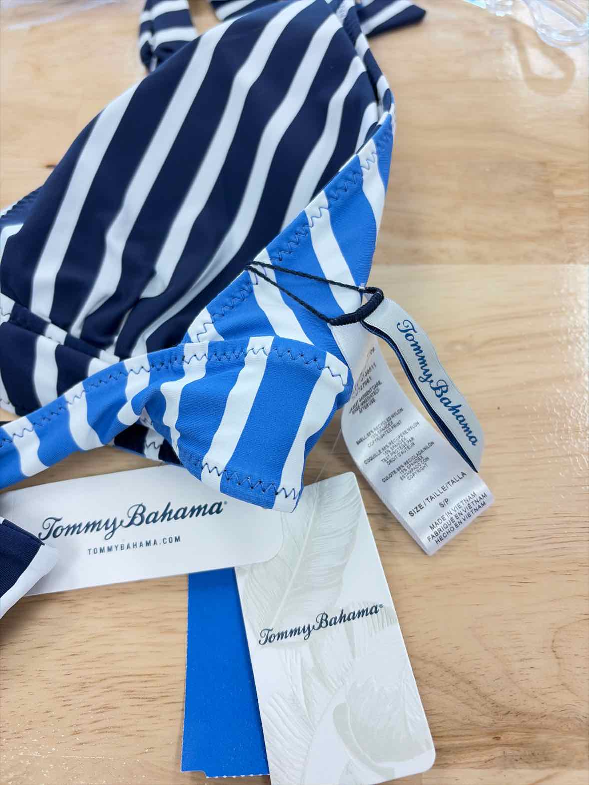 Tommy Bahama Size S Coastline Stripe Rerversible Halter Top Mare Navy