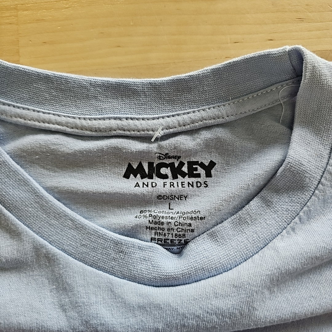 Disney Size L Blue Cotton New T-Shirt SS