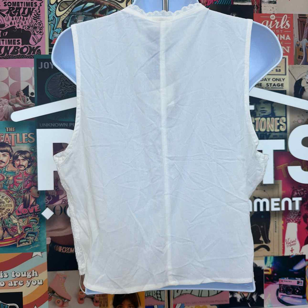 Self E Size L Eyelet V-Neck Tie-Front Vest