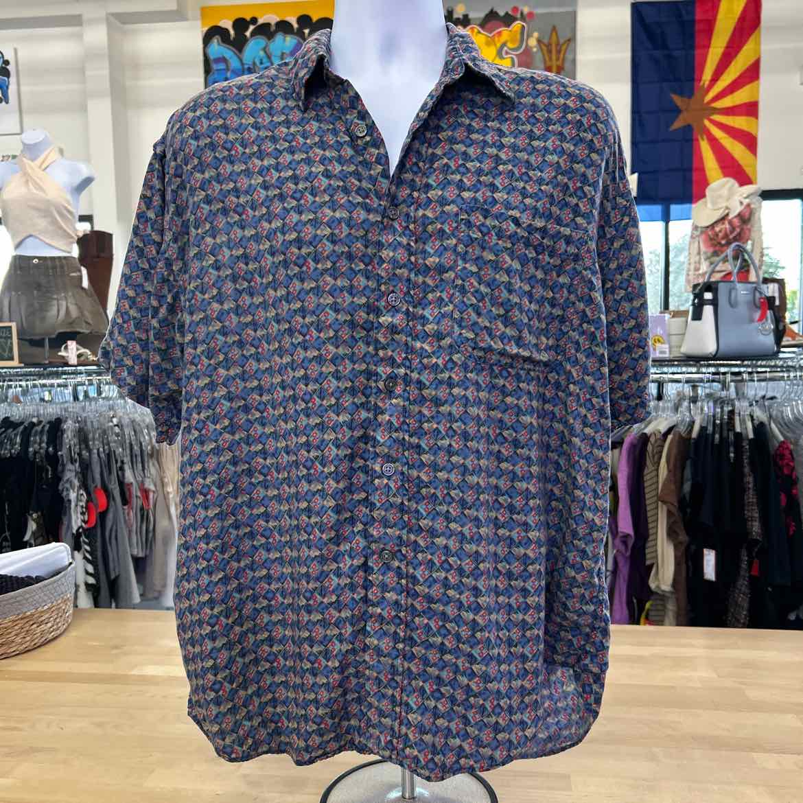 Rinnovato Size M Blue Preloved MENS Button Down Shirt
