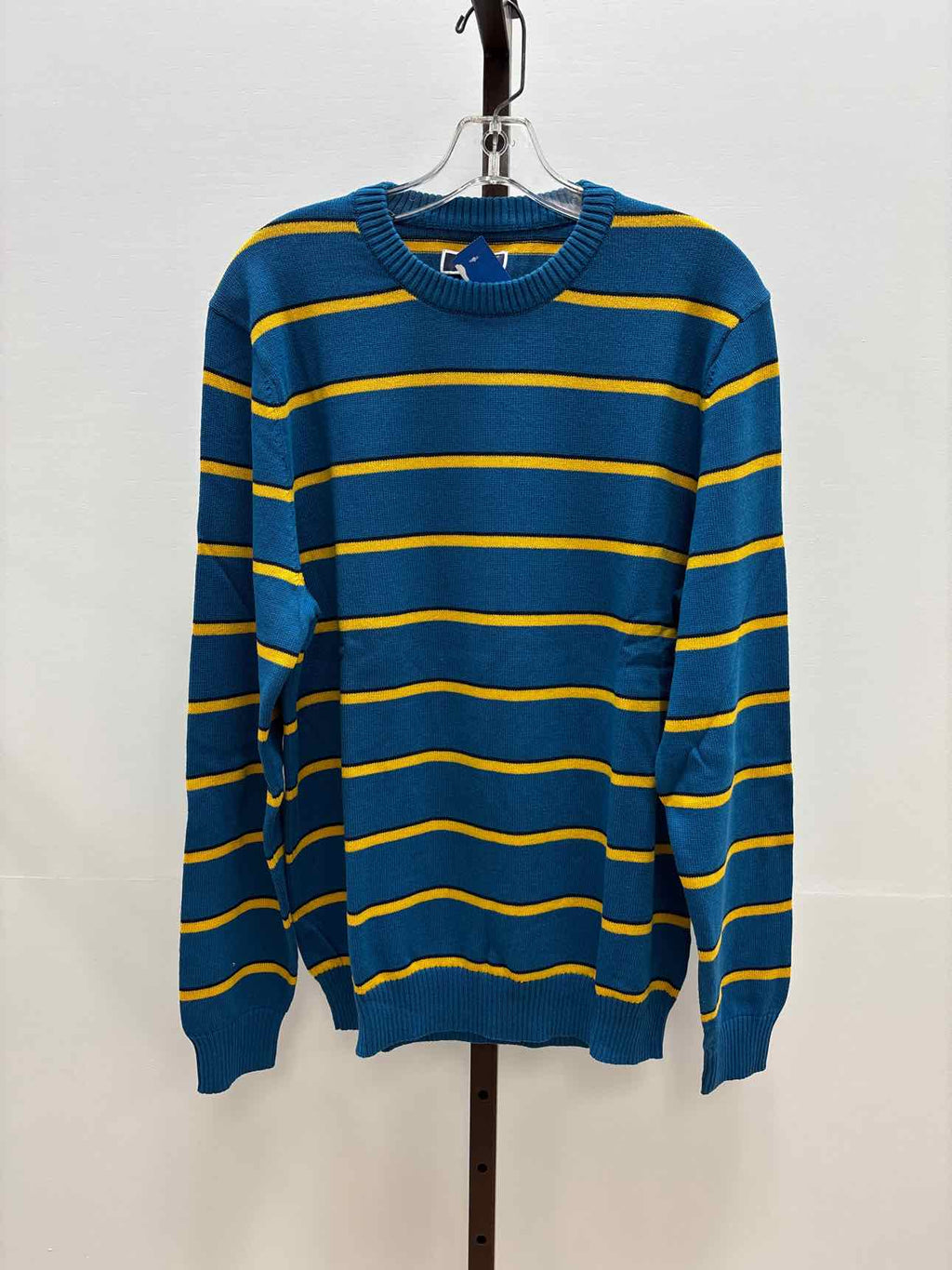 Male Club Room Men's Size M Blue Prep Stripe Sweater - Sapphire Lake