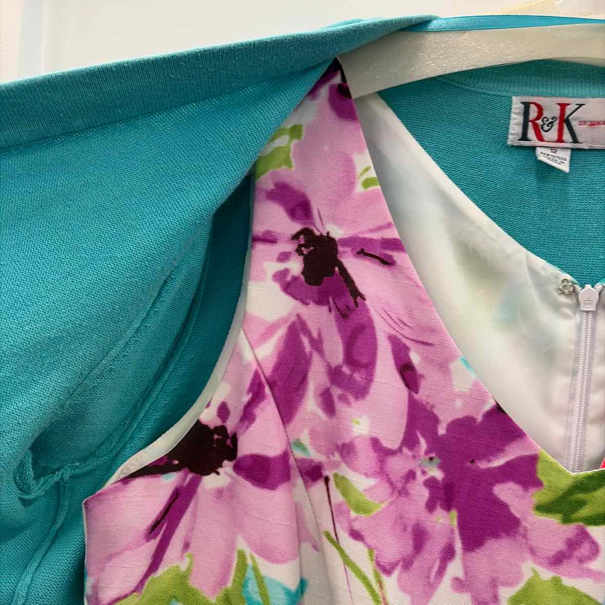 R&K Size 12 Blue White Used Dress
