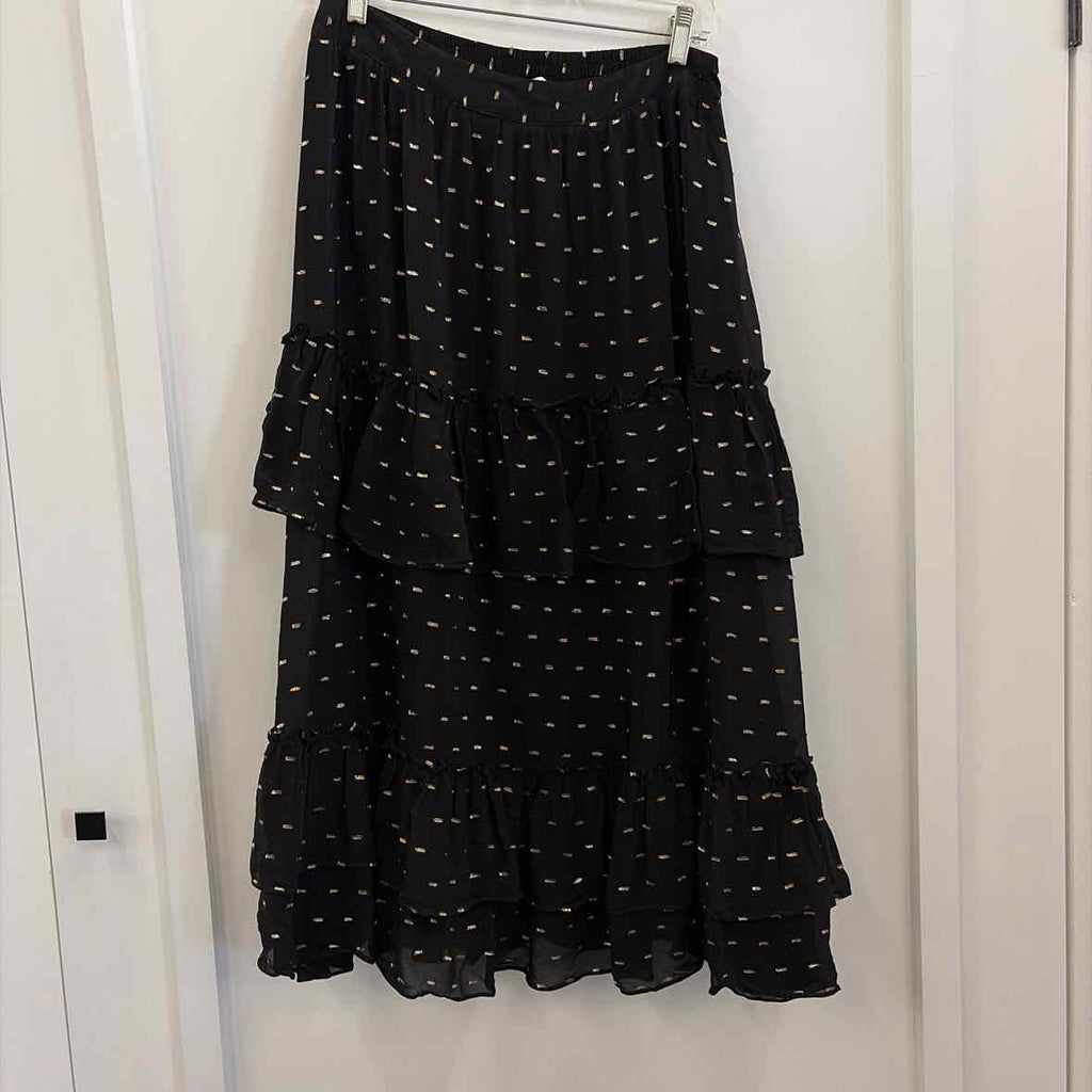 Astr the Label Women's Nix Tiered Embellished Skirt - Black Gold Lurex