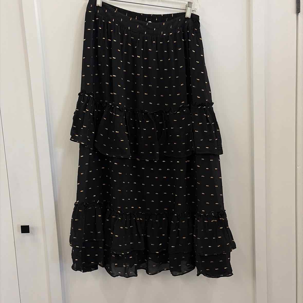 Astr the Label Women's Nix Tiered Embellished Skirt - Black Gold Lurex