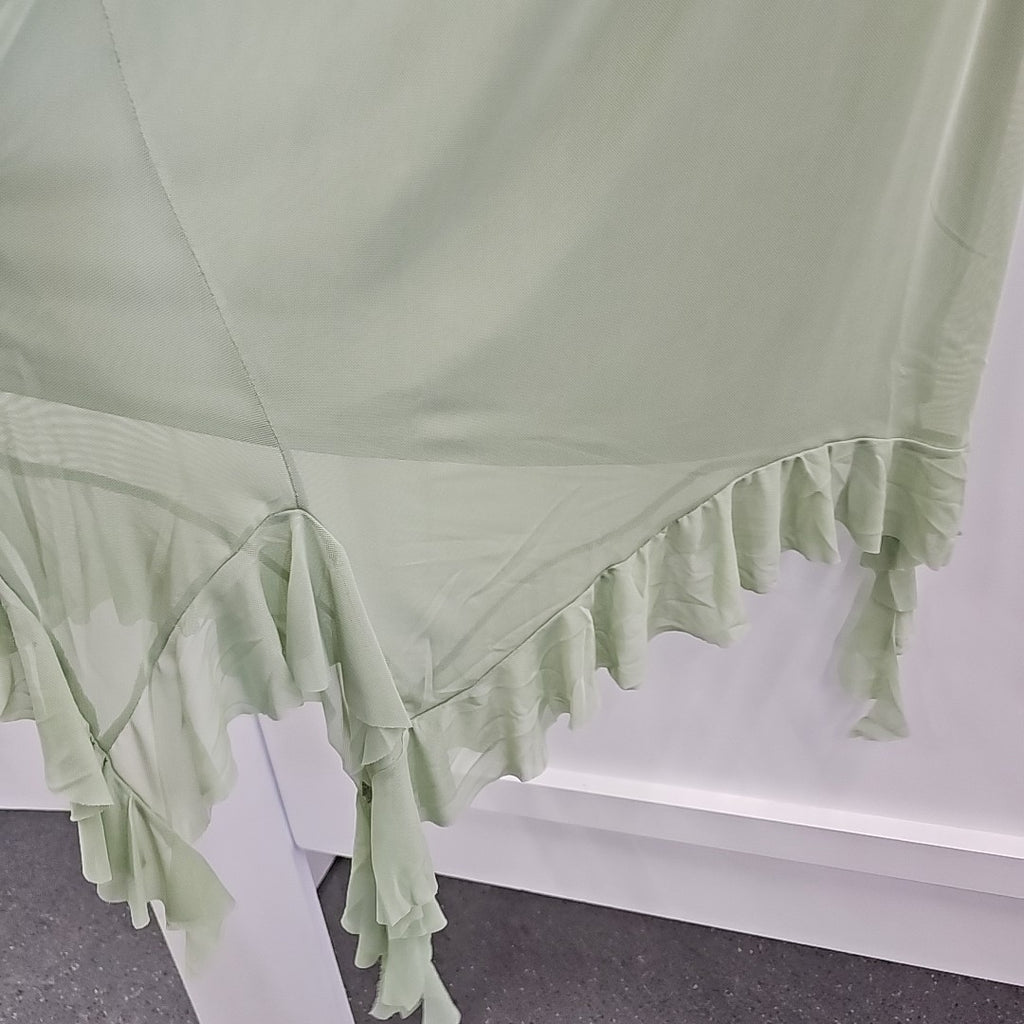 Tinseltown Juniors' Mesh Ruffle MIDI Dress - Fresh Sage
