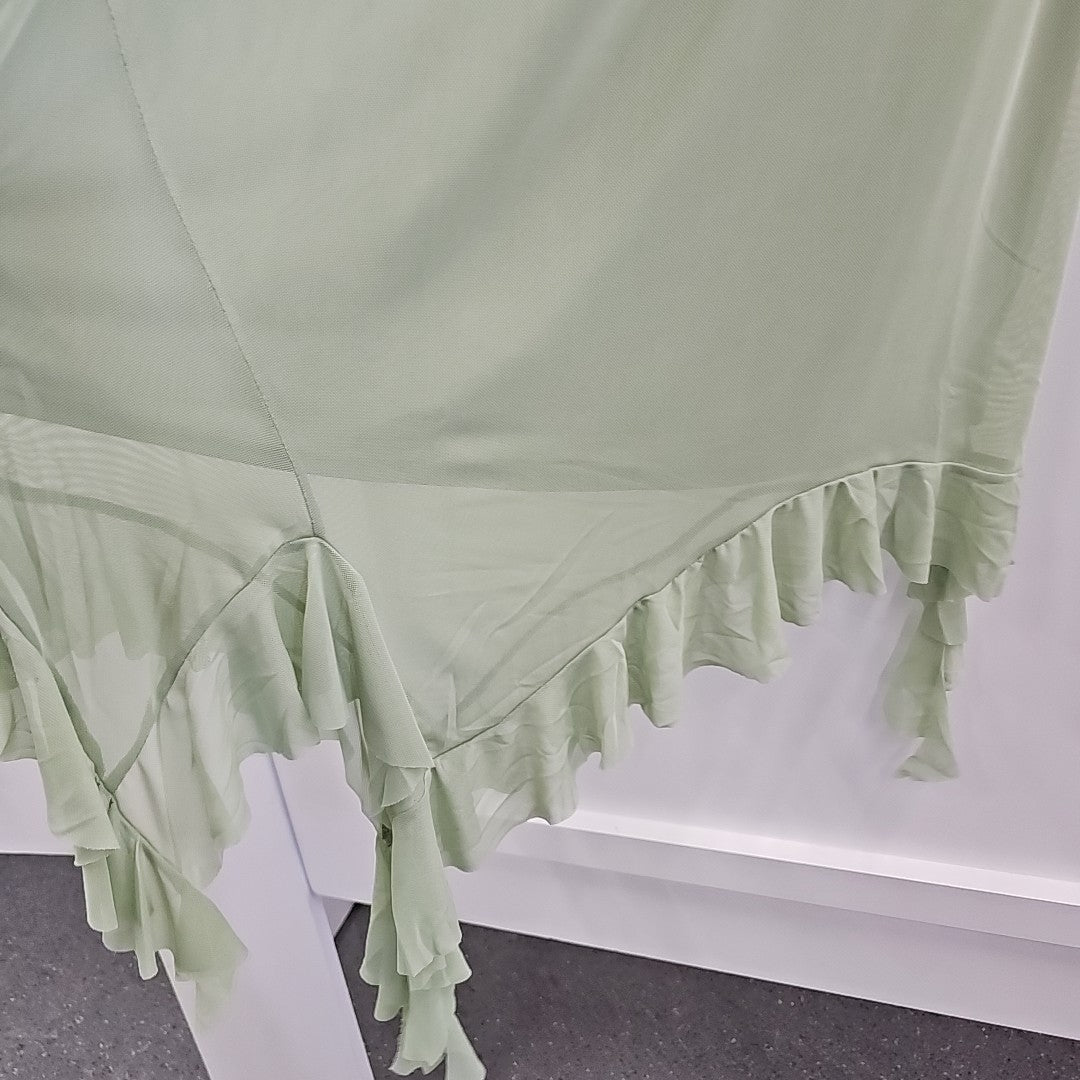 Tinseltown Juniors' Mesh Ruffle MIDI Dress - Fresh Sage
