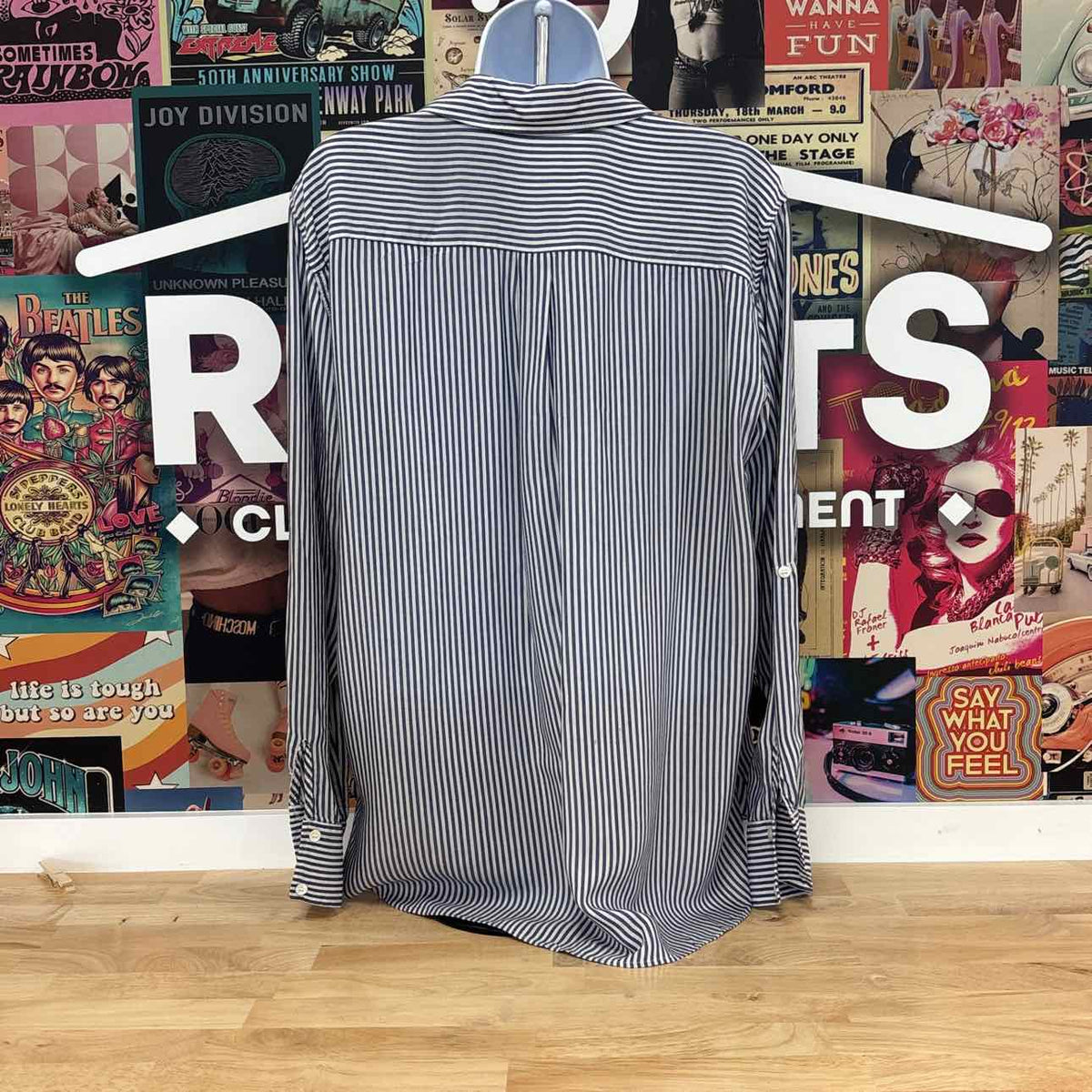 zara Size L Blue White Preloved Button Down LS