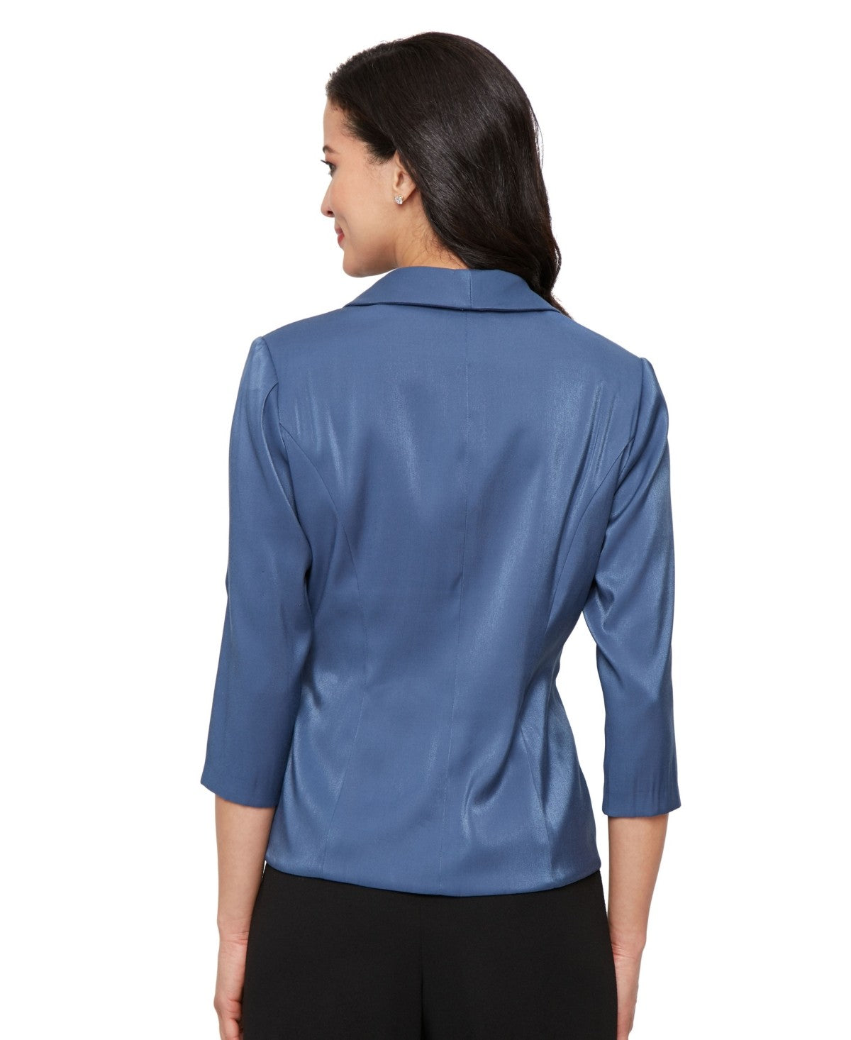 Alex Evenings Women's Structured Shawl-Collar Blouse - Wedgewood