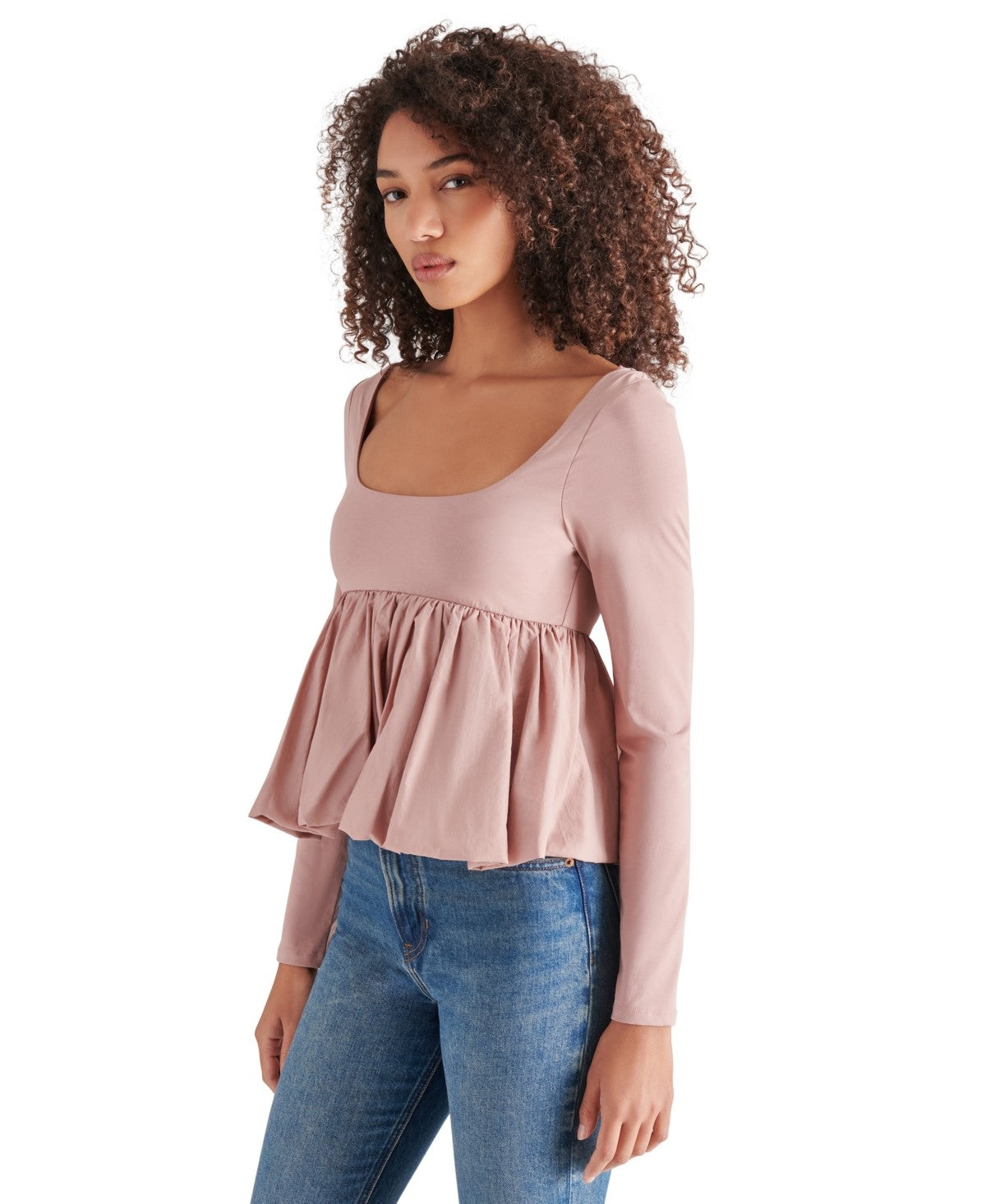 Steve Madden Women's Avielle Long-Sleeve Peplum Top - Ash Rose