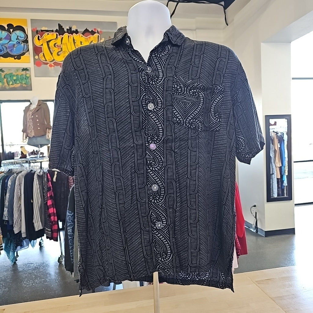 Hula Bay Size M Gray Preloved MENS Button Down Shirt