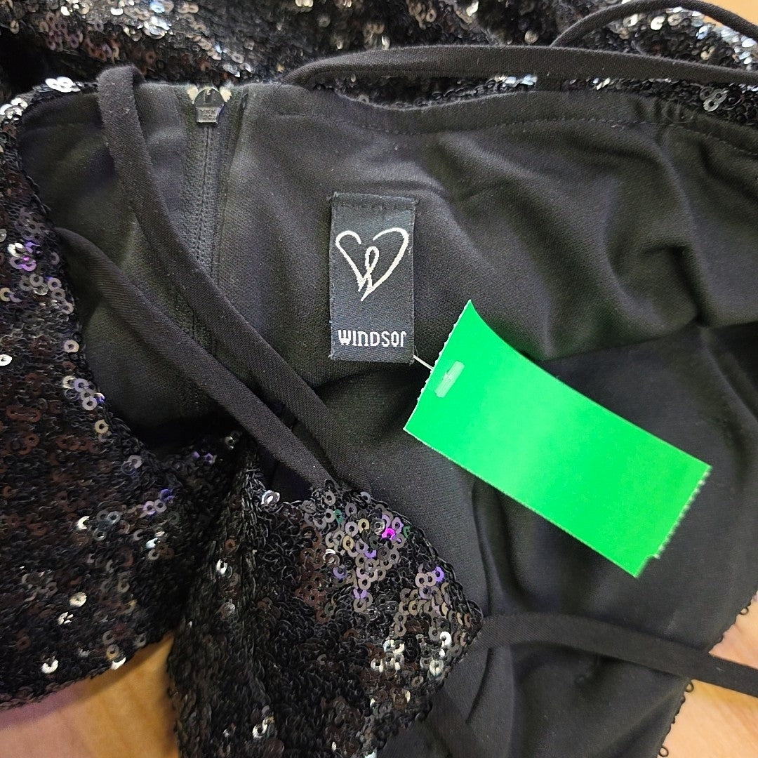 Windsor Size 3/4 Black Sequined Preloved Dress