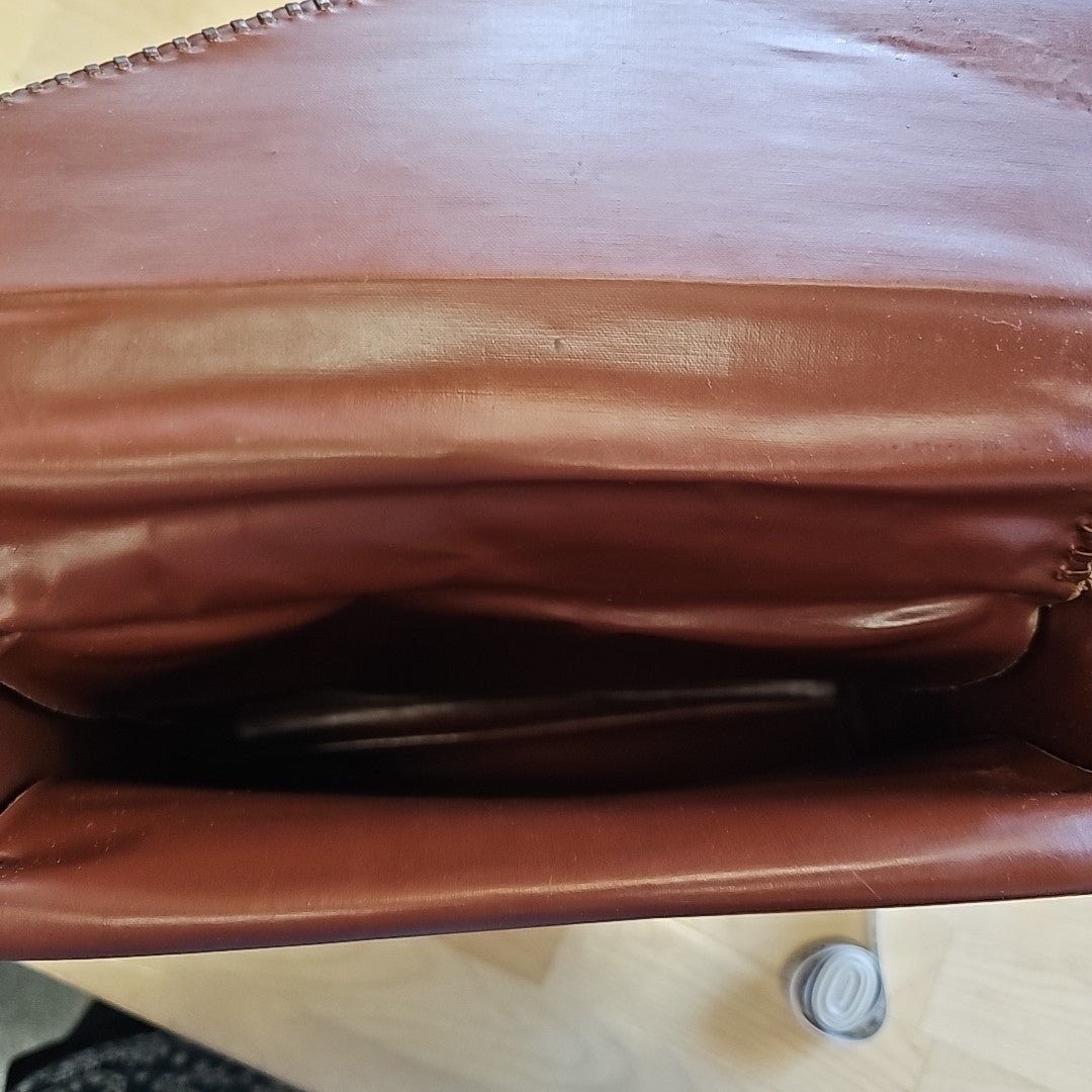 Brown Square Leather Preloved Handbag