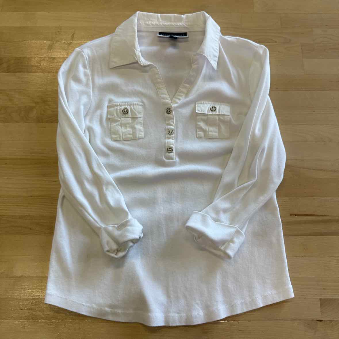 Karen Scott Size M White Cotton Polo